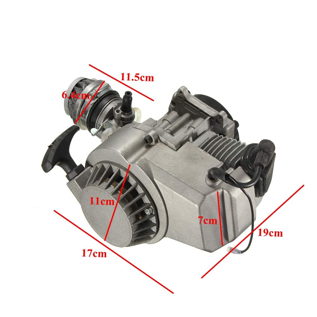 2 Stroke Pull Start Engine Motor Transmission Air Filter Mini Pocket Pit Quad Dirt Bike ATV 4 Wheel