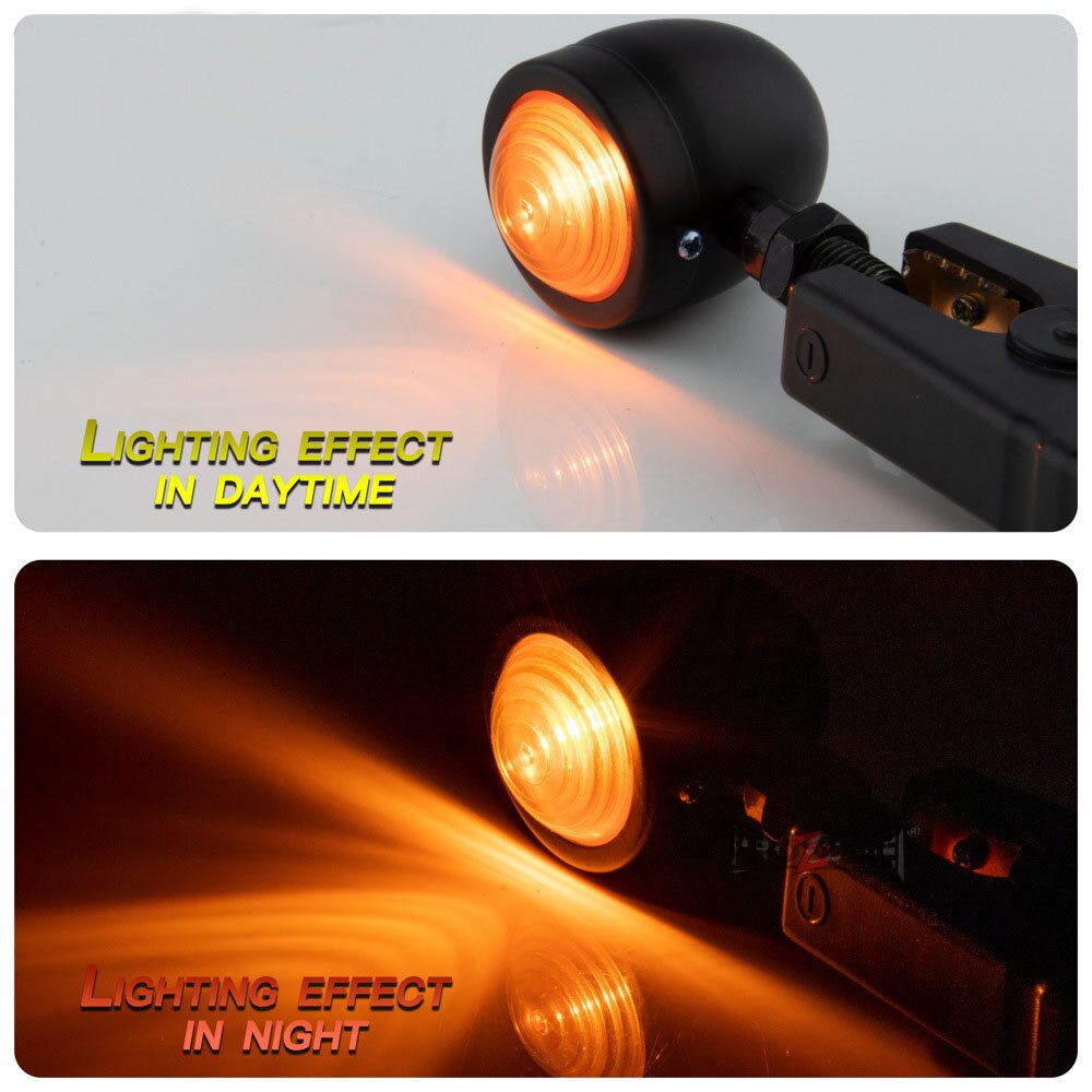 12V Motorcycle Mini Retro Motorcycle Turn Signal Lights 1-Wire Amber Light For Halley