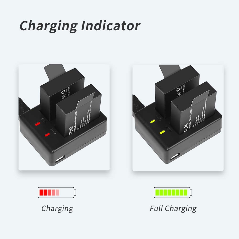 SHOOT – chargeur de batterie à double Port, avec 2 batteries de 900mAh, pour caméra d'action Sjcam M10 Sj4000 Sj5000 Sj5000, accessoire