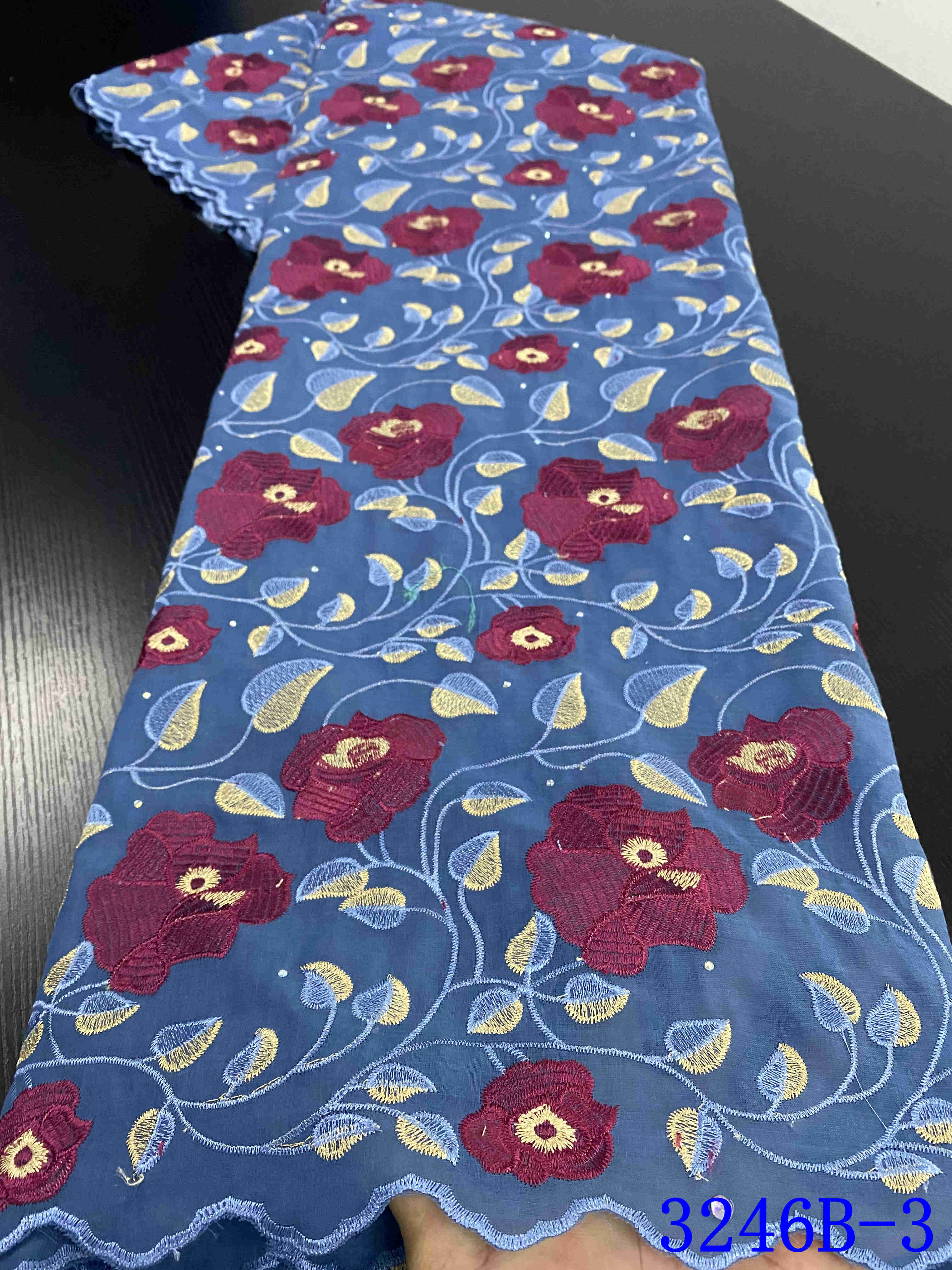 Nigerian Voile Laces Fabrics Lace African Lace Fabric For Wedding Dress French Cotton Lace Material YA3246B-8: Picture 3