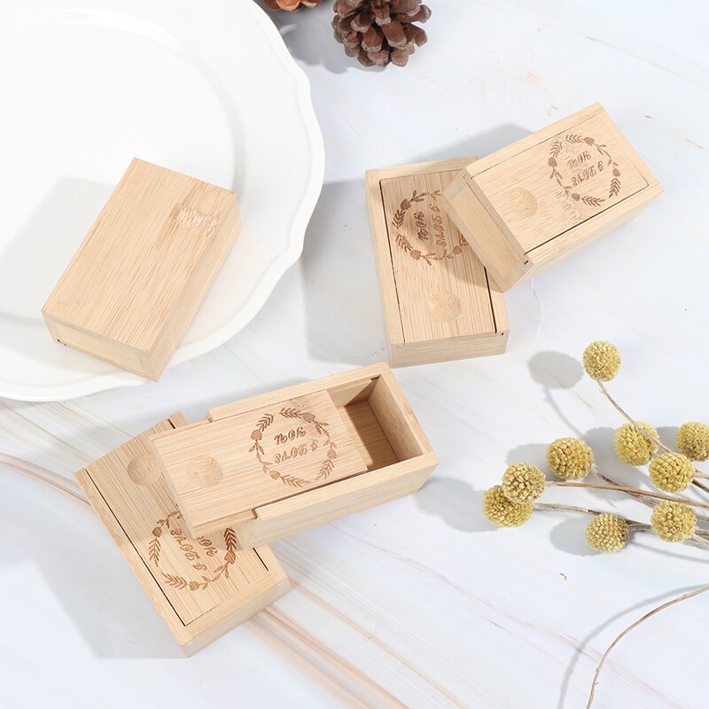 Natural Bamboo Box Organizer Wooden Storage Box Card Packaging Case