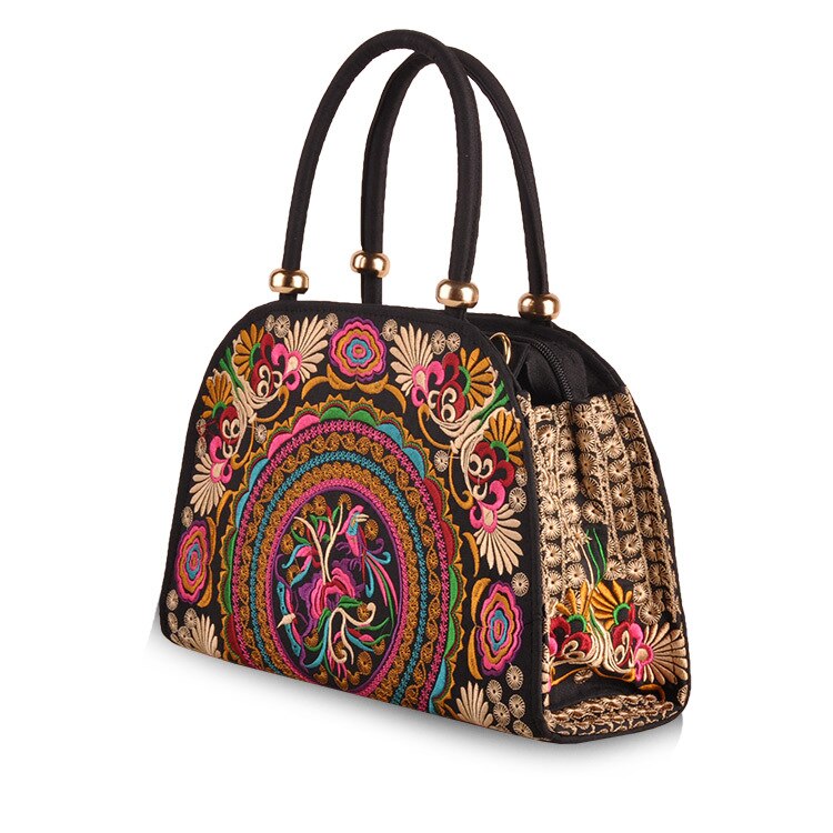 Bohemiskt broderi mångsidigt skalväska trevligt blommigt broderat kvinnor axel & handväskor vintage messenger carrier