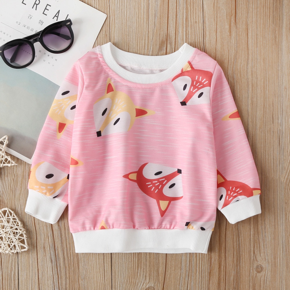 Jongens En Meisjes Sweatshirts Baby Kids Cartoon Vos Afdrukken Kleding Peuter Kinderen Vest Gebreide Katoenen Trui Voor Meisjes