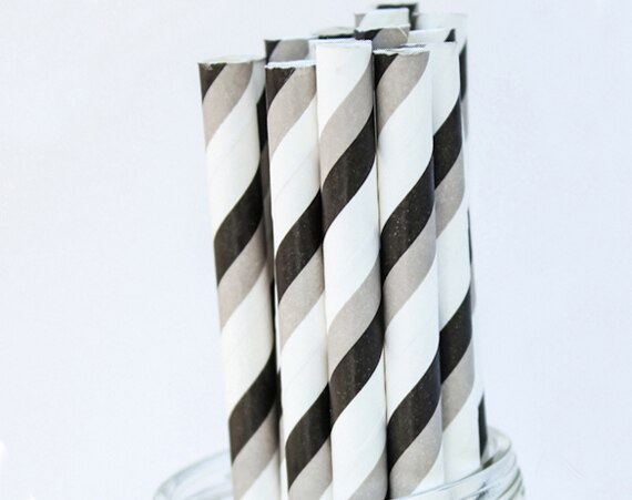 25pcs Black Red Paper Straws Straws For Birthday Wedding Decorative Party Event Drinking Straws Supplies: Black 12