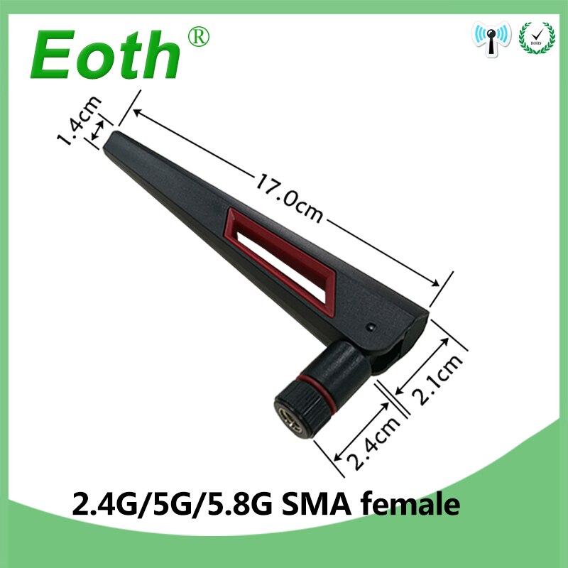 2,4 GHz, 5GHz, Antena de 5,8 Ghz real 8dBi RP-SMA conector doble banda 2,4g 5g 5,8g wifi Antena SMA hembra router inalámbrico