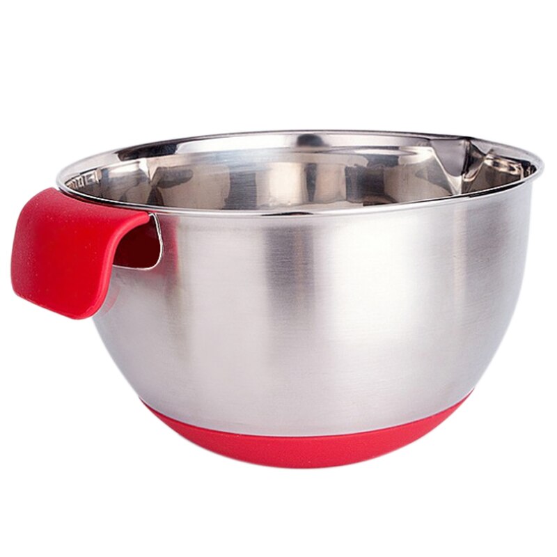 Silicone handle stainless steel non-slip scale mixing bowl salad bowl: Default Title