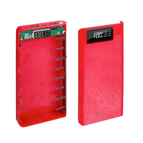 Diy Mobiele Power Bank Case Mobiele Telefoon Accessoires Draagbare 18650 Batterij Oplader Usb Type-C Lcd Usb Lading: RED