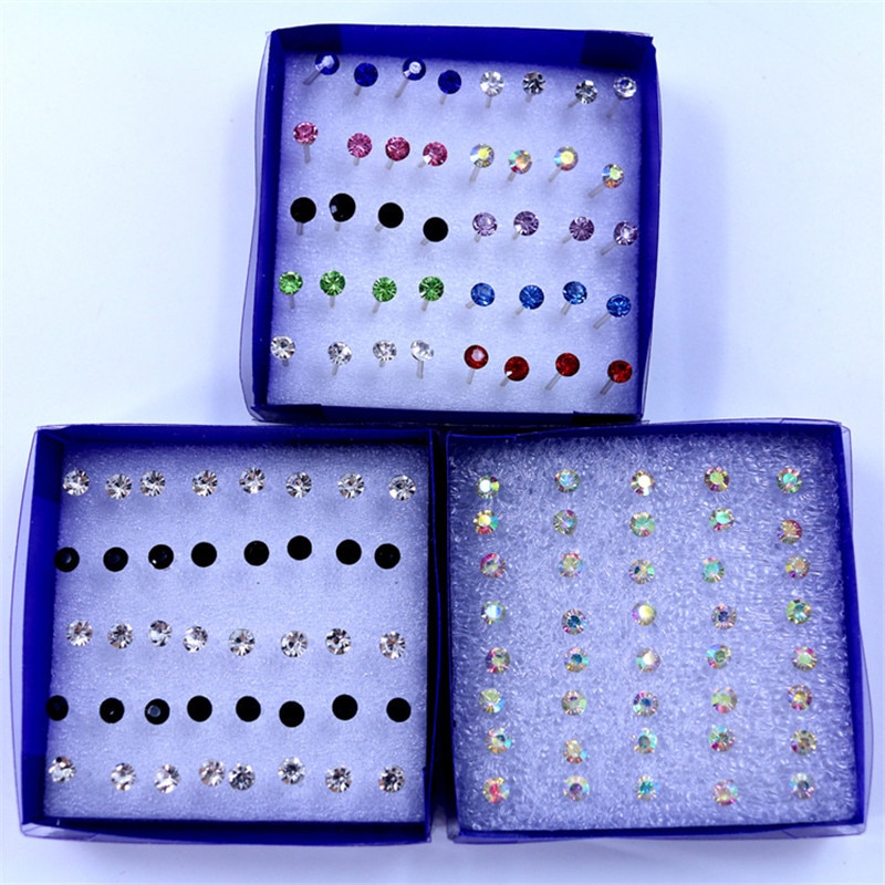 20 Paren/set Kleurrijke Crystal Stud Oorbellen Set Voor Vrouwen Sieraden Steentjes Piercing Oorbellen Kit Pack Veel Bijouteria Brincos