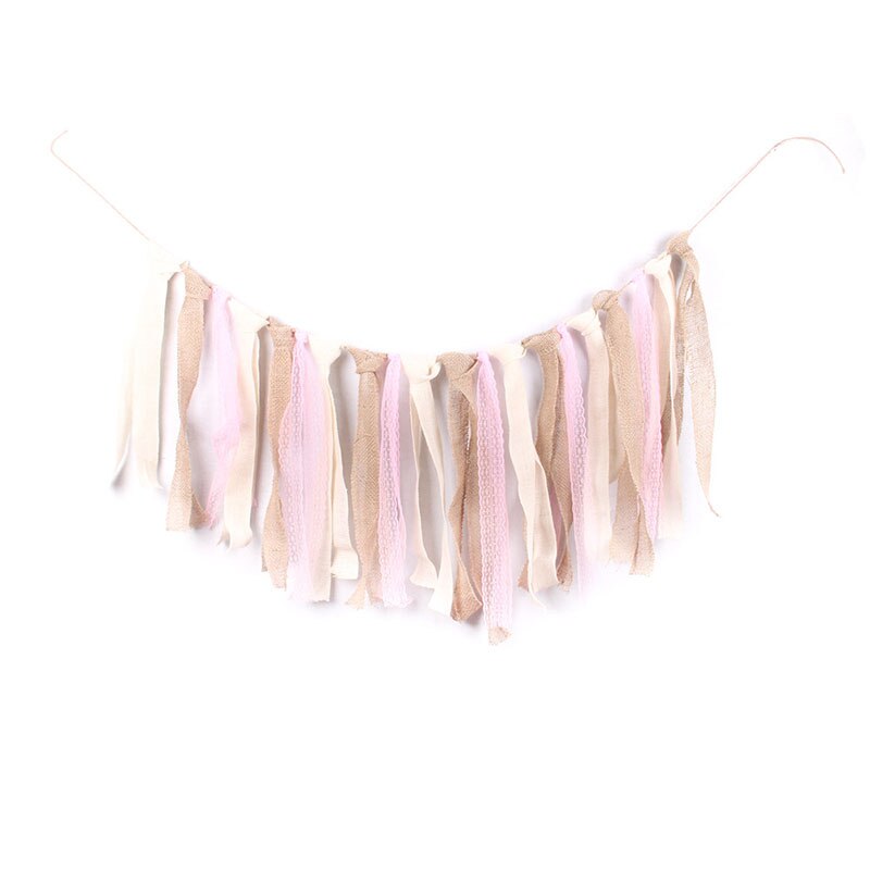 Guirlande de pampilles en dentelle de Jute de 159cm, bannière rustique pour baptême, mariage, anniversaire, fournitures de décoration suspendues: F