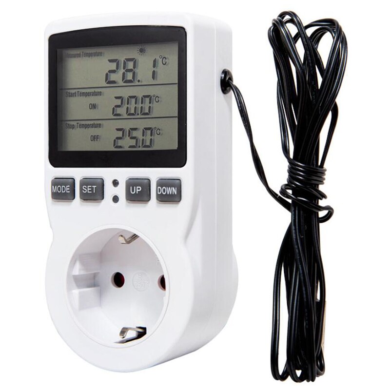 Multifunktions termostat temperaturkontakt stikkontakt med timer switch 16a opvarmning køling timing mode eu stik