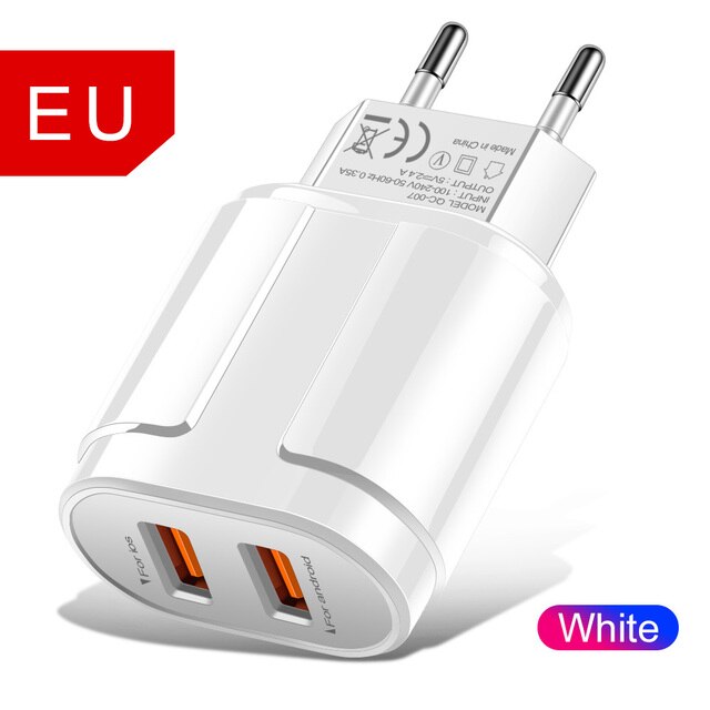 Rexxar szybkie ładowanie 3.0 ładowarka USB dla iPhone Xiaomi Samaung Huawei iPad Adapter ścienny QC3.0 szybkie ładowanie ładowarka do telefonu komórkowego: EU White 2.4A