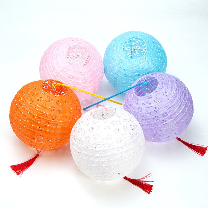 Chino hueco farol de papel decoración niños Diy de mediados de otoño linterna para eventos portátil brillante linterna vacaciones decoración lámpara