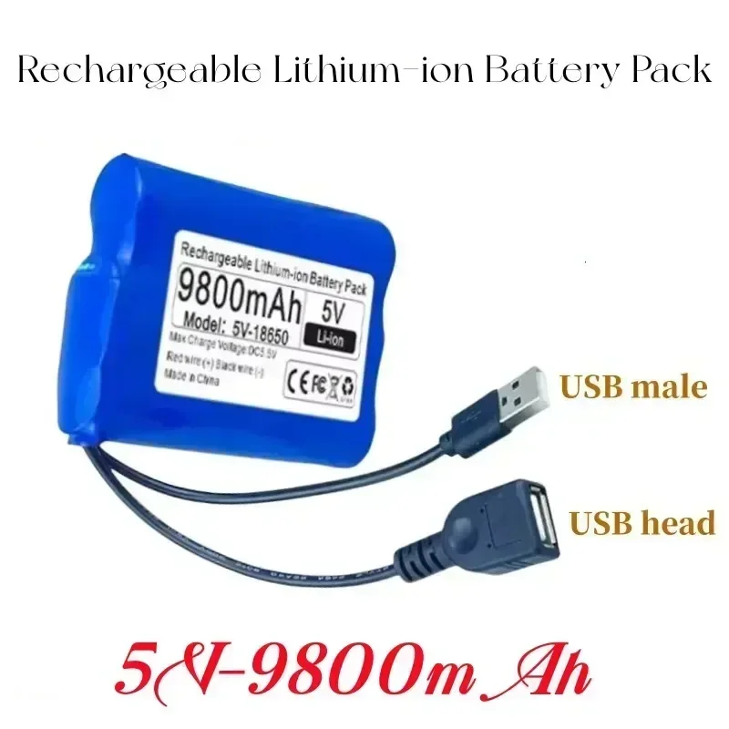 Microcomputador recarregável de chip único 18650 para lâmpada LED externa de bateria de lítio 5V 6800mAh-12800mAh, ventilador USB, alto-falante Bluetooth
