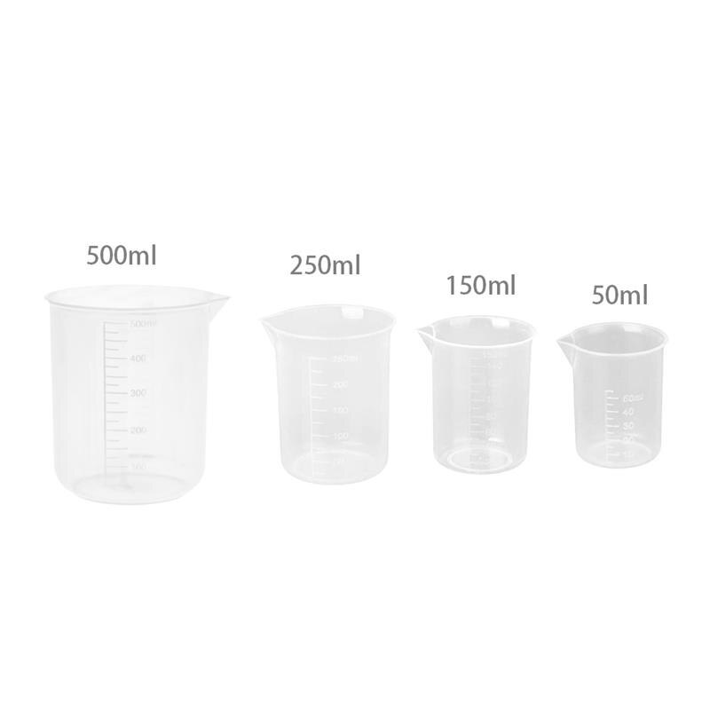 4 Stks/set Transparante Maatbeker Keuken Bakken Maatbeker Schaal Maatbeker Gereedschap Voor Laboratorium 500Ml/250Ml/150Ml/50Ml
