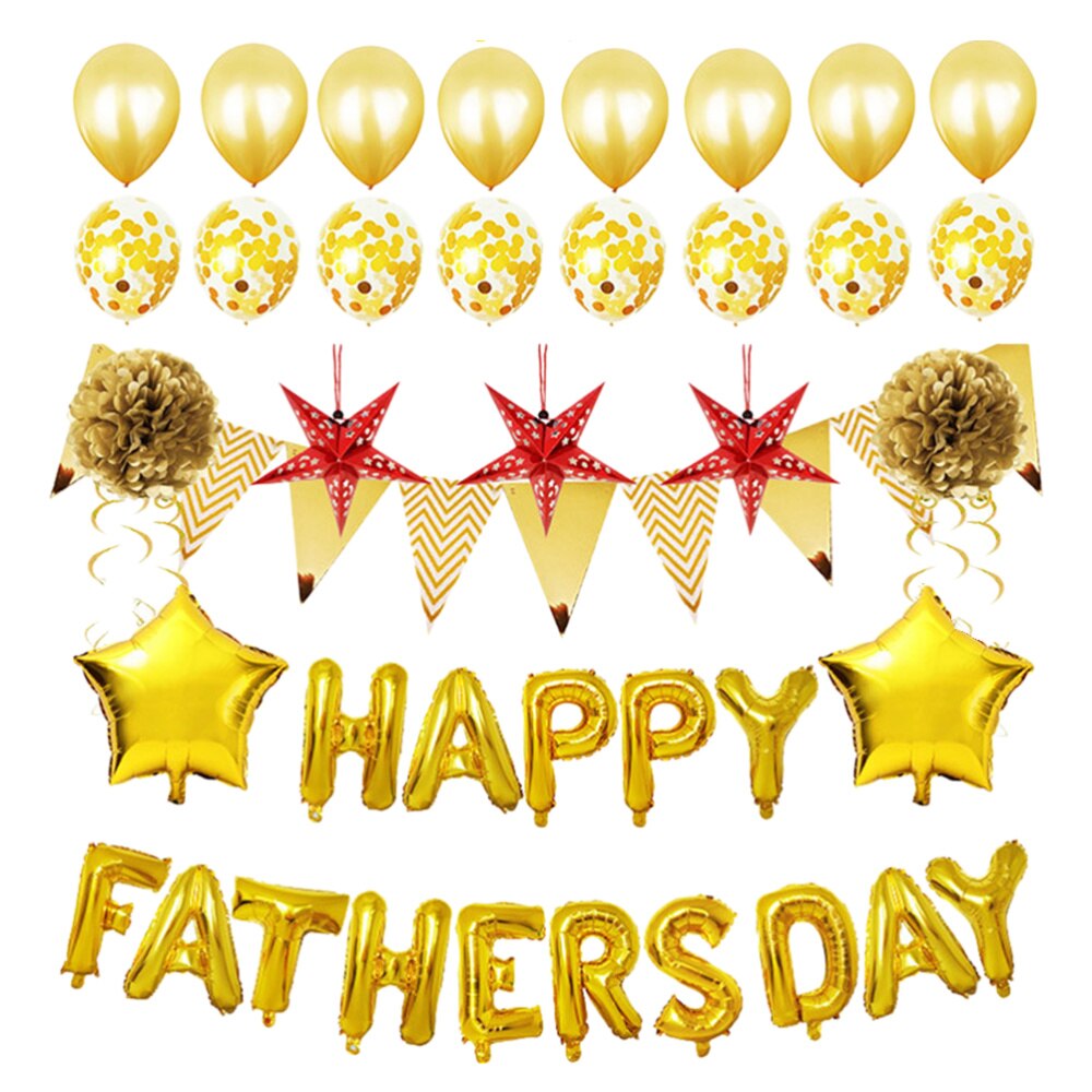Father's Day Aluminum Foil Balloon Set 16 Inch English Letters Happy Father's Day Party Decorations Balloons Supplies (Golden)