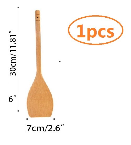 Utensilios de cocina de madera de haya Natural, 30cm, herramientas de cocina, cuchara de madera, pala, servidor de espagueti, ranurado: 1x turner