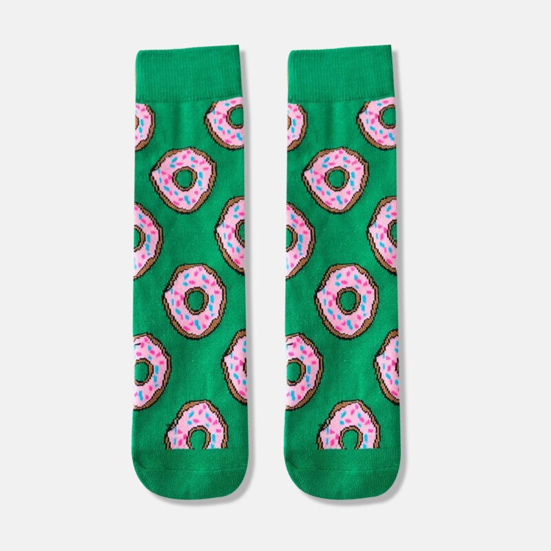 Damskie awokado cytryna jajko Cookie pączki zadowolony z japonii Harajuku deskorolka skarpetki owoce w stylu kreskówki długie skarpetki słodkie śmieszne banan: 3