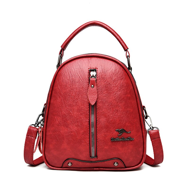 Multifunktionale lederrucksäcke für damen, reiserucksäcke, mini-schultaschen für teenager-mädchen, damentaschen: Rot