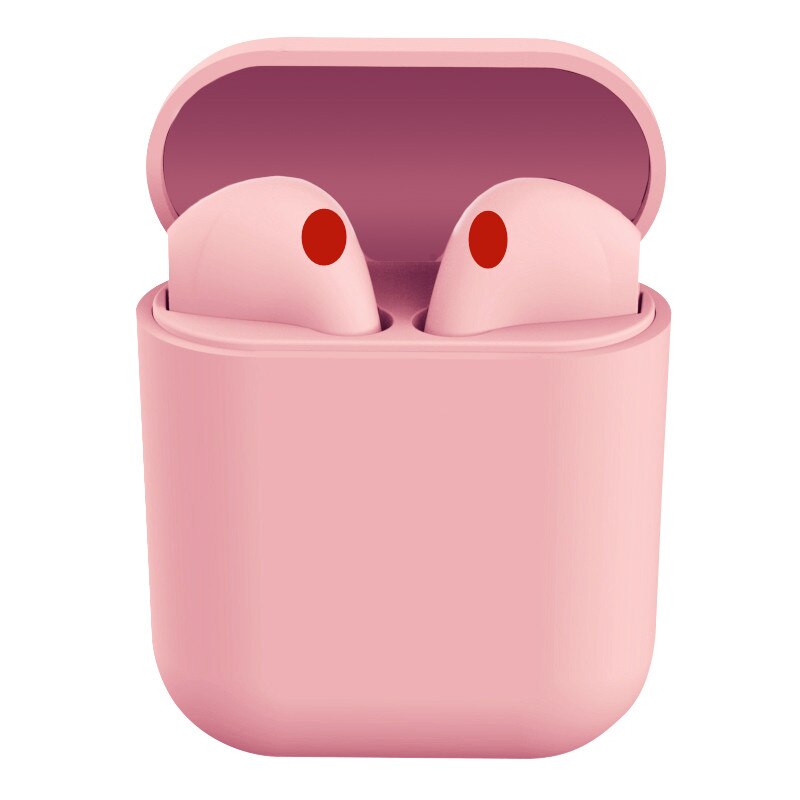 TWS airpods Senza Fili Bluetooth 5.0 Auricolare TWS i12 11 9s 7S Macaron Auricolari Con Il Mic di Ricarica Scatola Auricolare cuffie senza fili: Pink-TWS