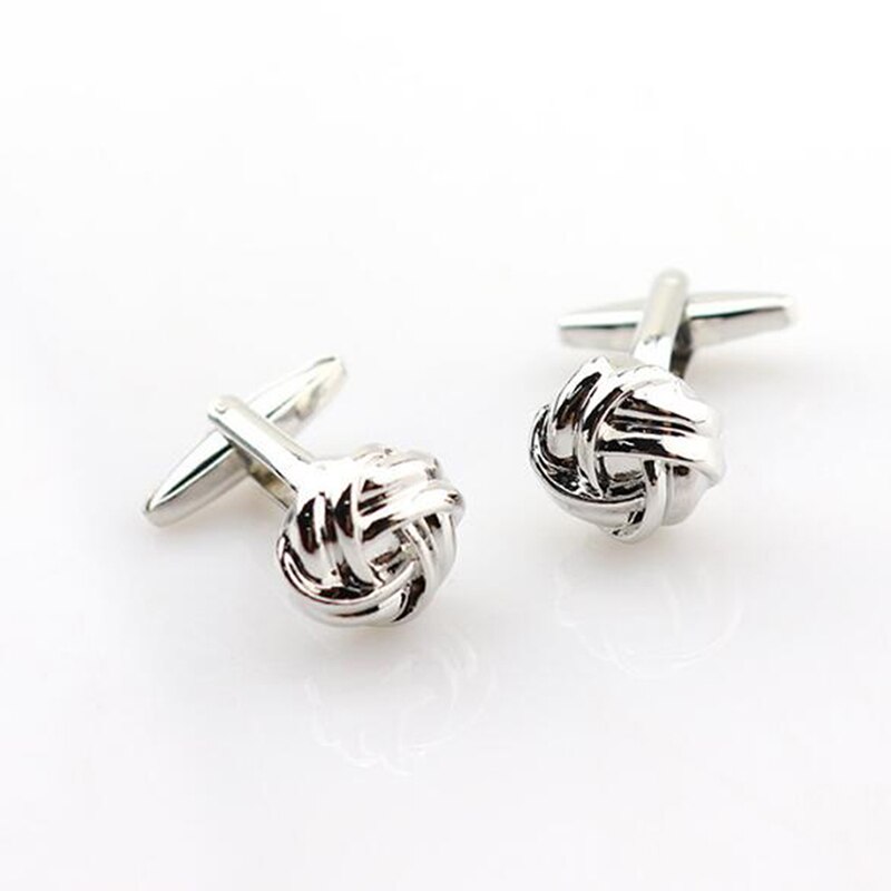 Knot Cufflinks For Men Shirt Cufflinks Silver Plated Business & Wedding French Grooms Shirt Brand Cuff Links: Default Title