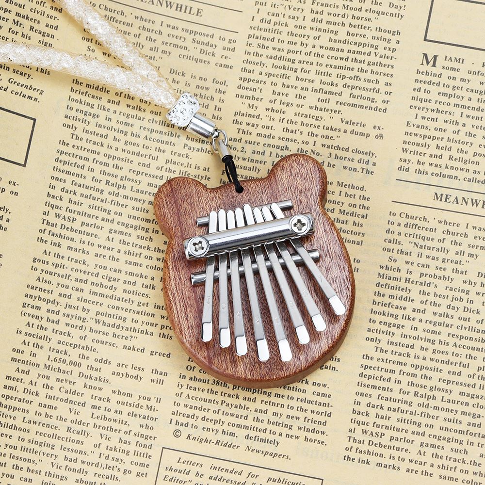 Small Kalimba 8-Key Marimba Piano Portable Bear Shape Wooden Finger Mini Finger Thumb Piano Music Good Accessory Pendant