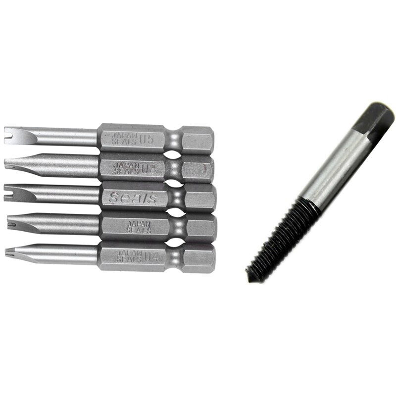 5Pc Screw Extractor Out Remover Set 3Mm- 18Mm With 5Pcs Set Security Bit Set Tamper Proof Screwdriver Drill Bit