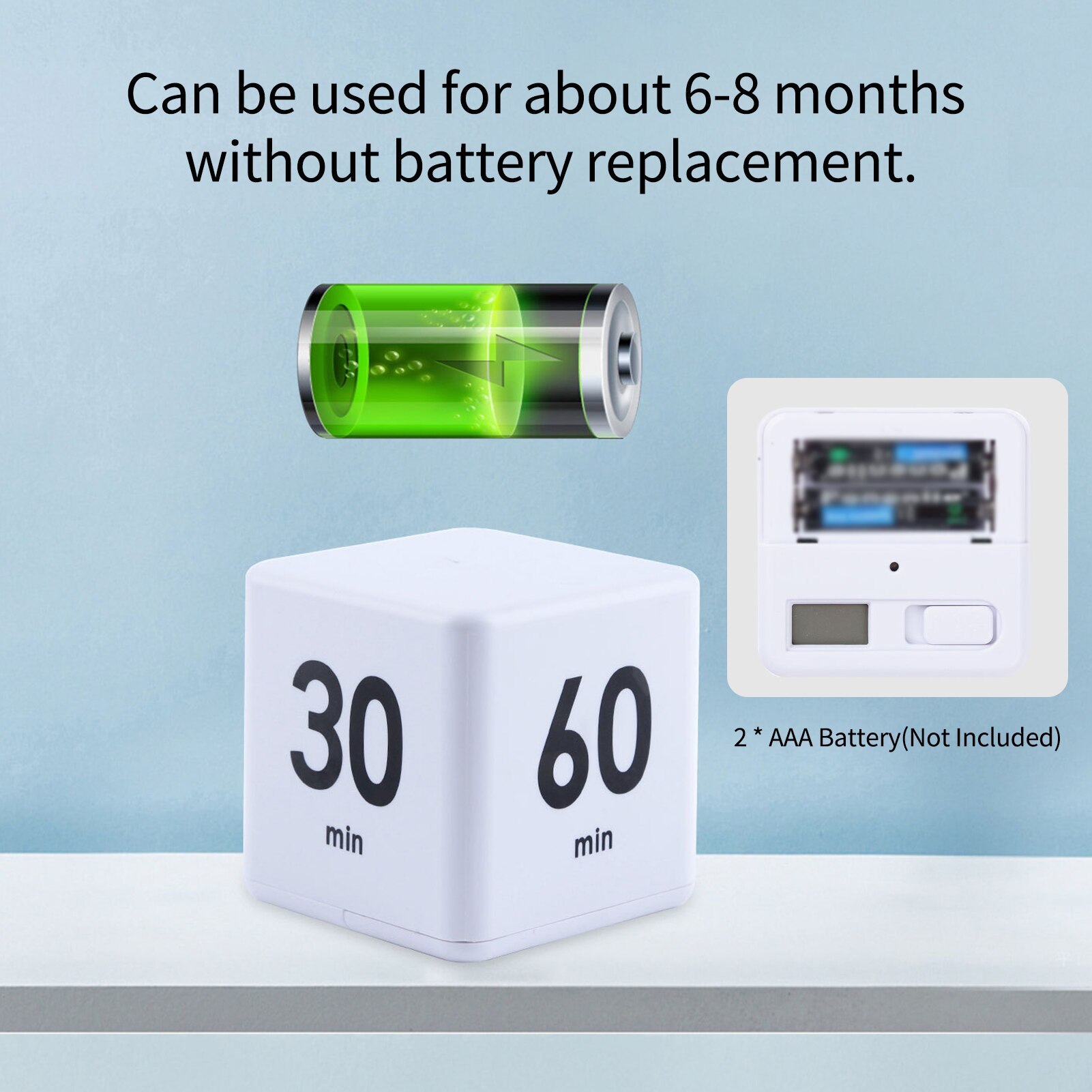 Cubic Timer Time Management Students Learning Timer LED Display Simple Operation 15/20/30/60 minutes Countdown Reminder