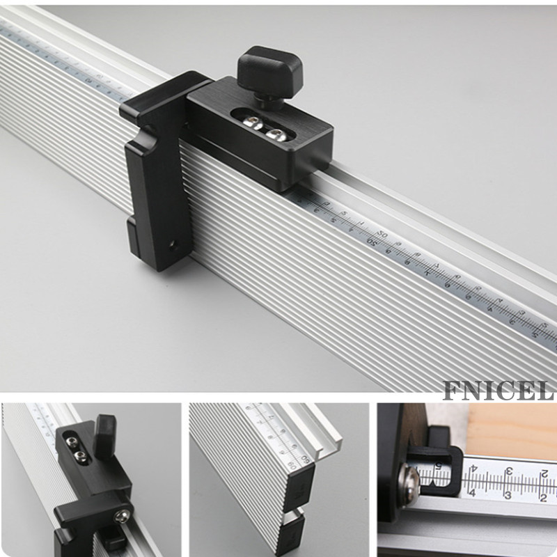 Track Saw Miter Gauge with Aluminum Miter Fence and Stopper System with 60 Degree Angled Ends for A Repetitive Cut Flip Stop