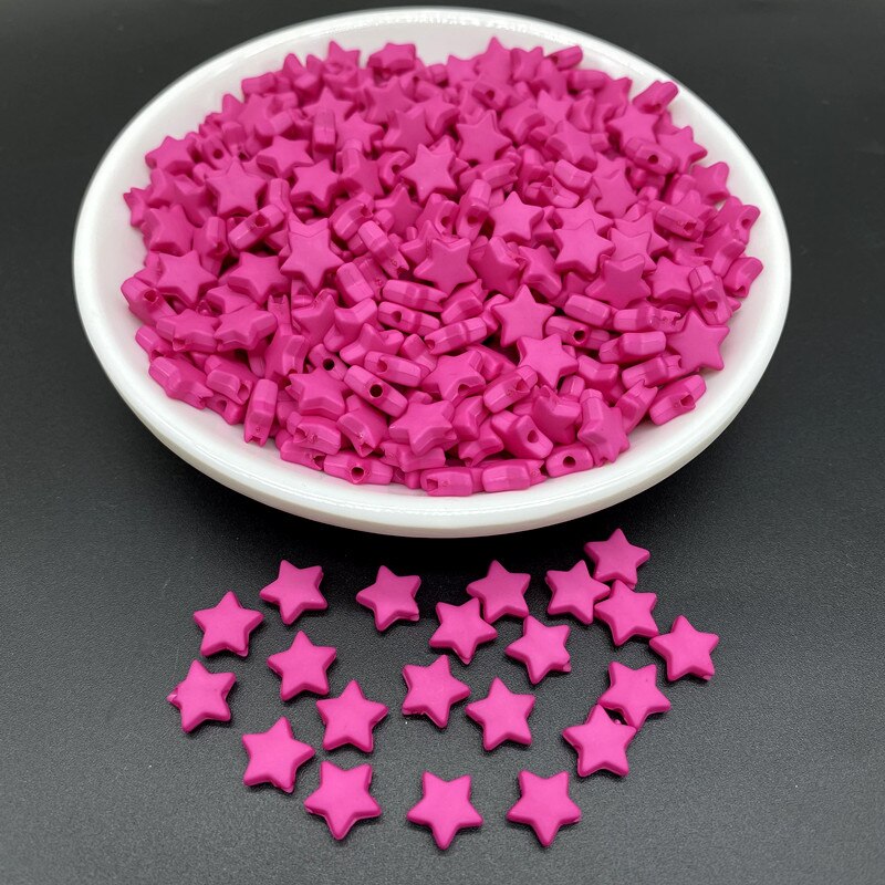 100 unids/lote 9mm cuentas acrílicas con forma de estrella de Color puro espaciador suelto para hacer joyería colgante collar pulsera hecha a mano DIY