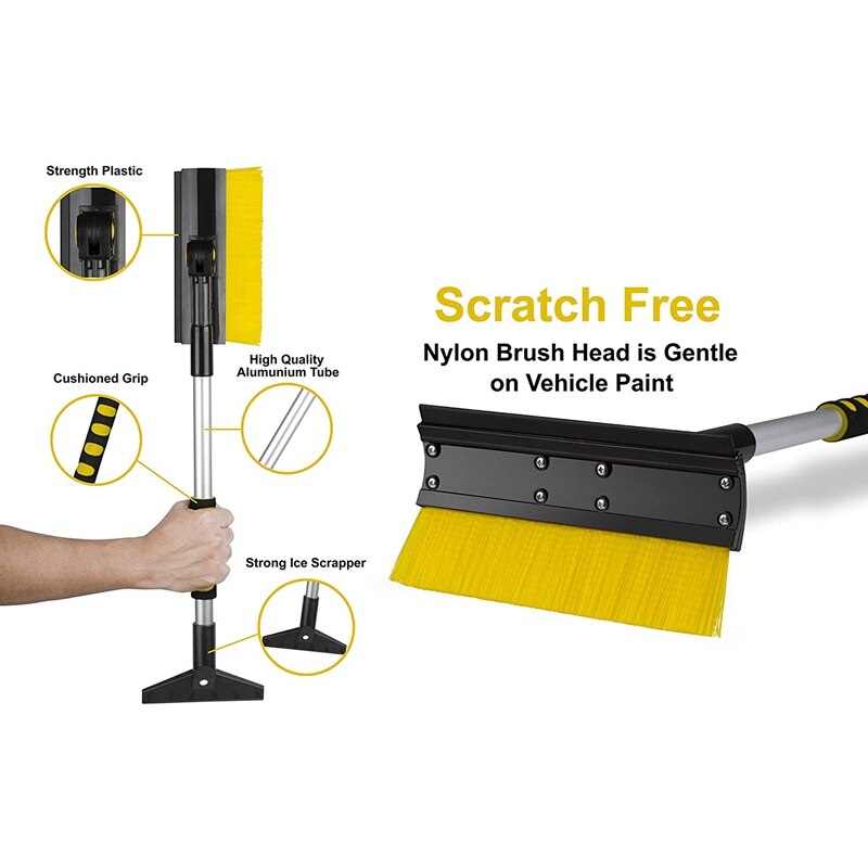 Uitschuifbare Ijskrabber En Sneeuw Borstel Met Foam Grip-Verlengt En Trekt Van 23.5 Inch Tot 35.5 Inch Voor eenvoudige Opslag-Licht
