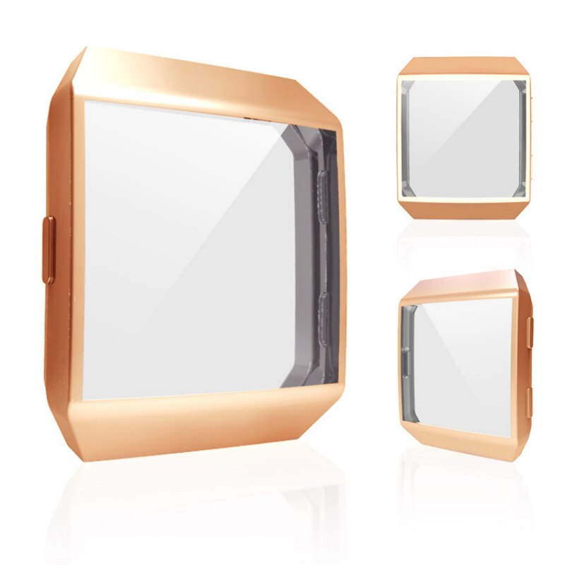 360 Degree Protection Cover For Fitbit Ionic Band Case Plating Coque Fit Bit ionic Watch Band Accessories Screen Protective Case: Rose Gold
