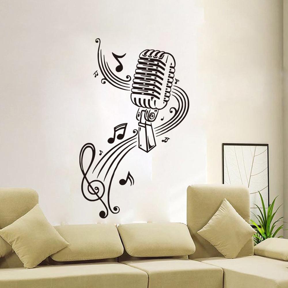 Mural Microphone note mural Room Music Notes Hair bar Wall Stickers home decor Kids Room DIY poster paper Wall Sticker