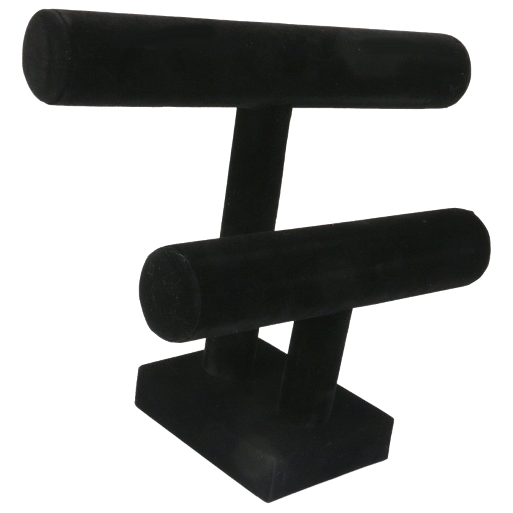 2-Tier Bangle Bracelet Display Holder T-Bar Stand Black