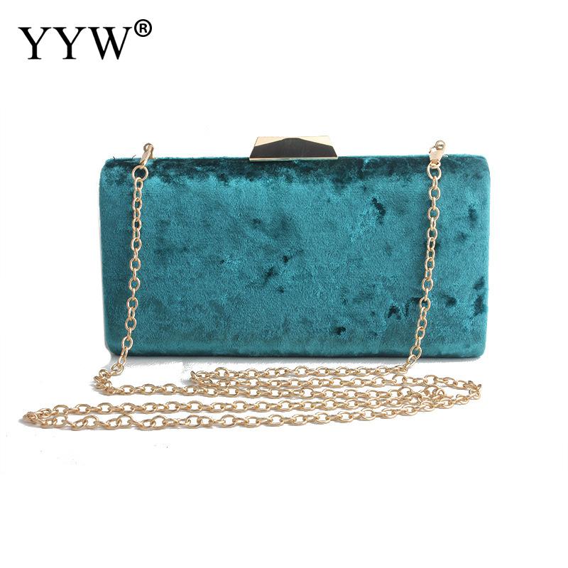Frauen Samt Braut Kupplung Abend Prom Hochzeit Schulter Kette Tasche Handtasche Abnehmbare Kette Für Hochzeit Cocktail Party Samt: blau