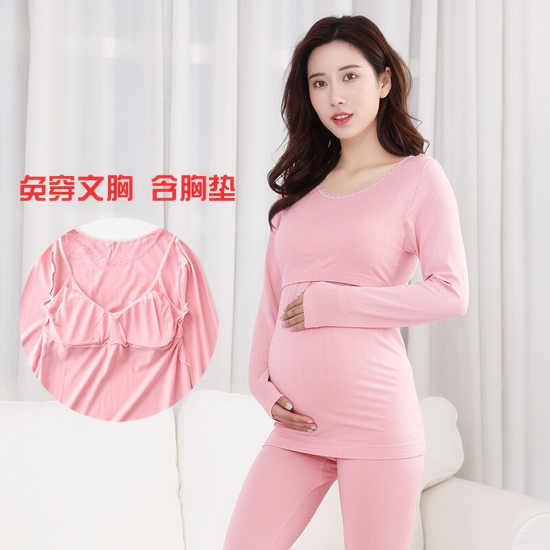 Ropa de dormir de invierno, conjunto Prenatal postparto, ropa interior de otoño para mujeres embarazadas, ropa de dormir gruesa de sueño de lactancia