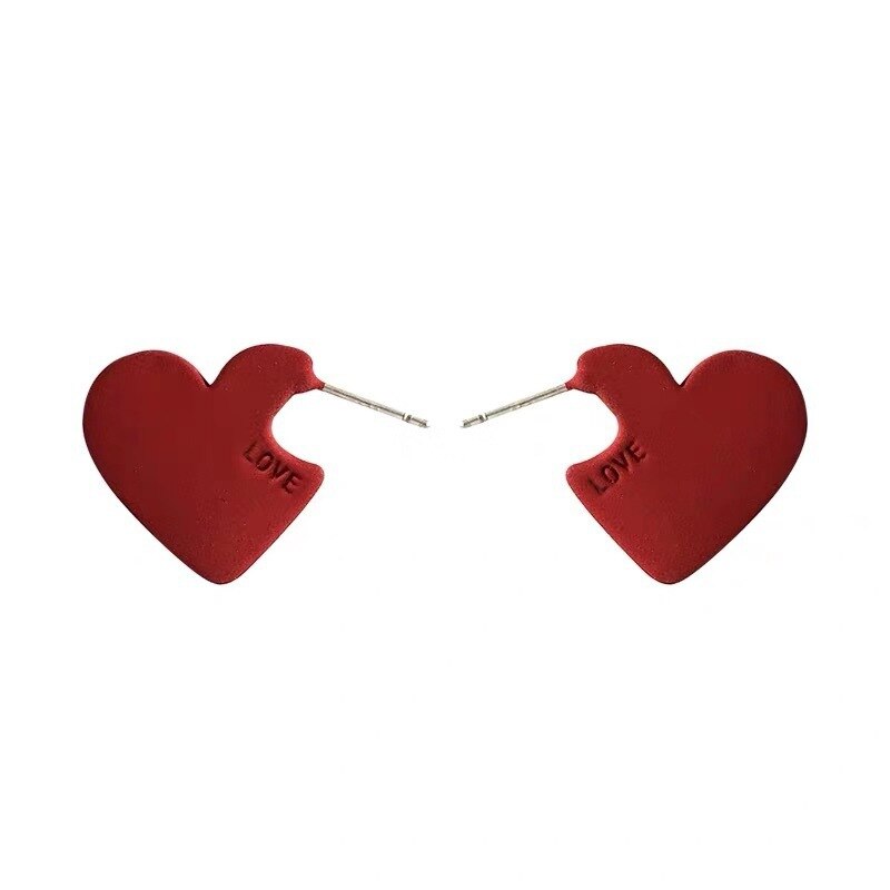 Koreaanse Tv Star Metal Elegante Rode Liefde Hart Stud Oorbellen Voor Vrouwen Leuke Boucle D' Oreille Partij Sieraden Geel blauw