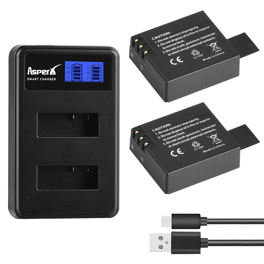 AsperX SJCAM Sj4000 batería + LCD USB cargador Dual para SJCAM SJ4000 SJ5000 SJ6000 SJ8000 EKEN 4K H8 H9 GIT-LB101 GIT PG900 1050: 2B with Charger