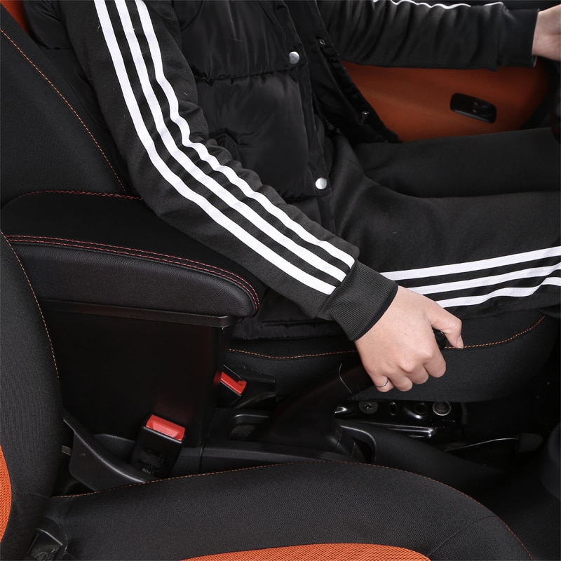 for smart fortwo armrest box universal car center console smart forfour caja modification double raised with USB No assembly