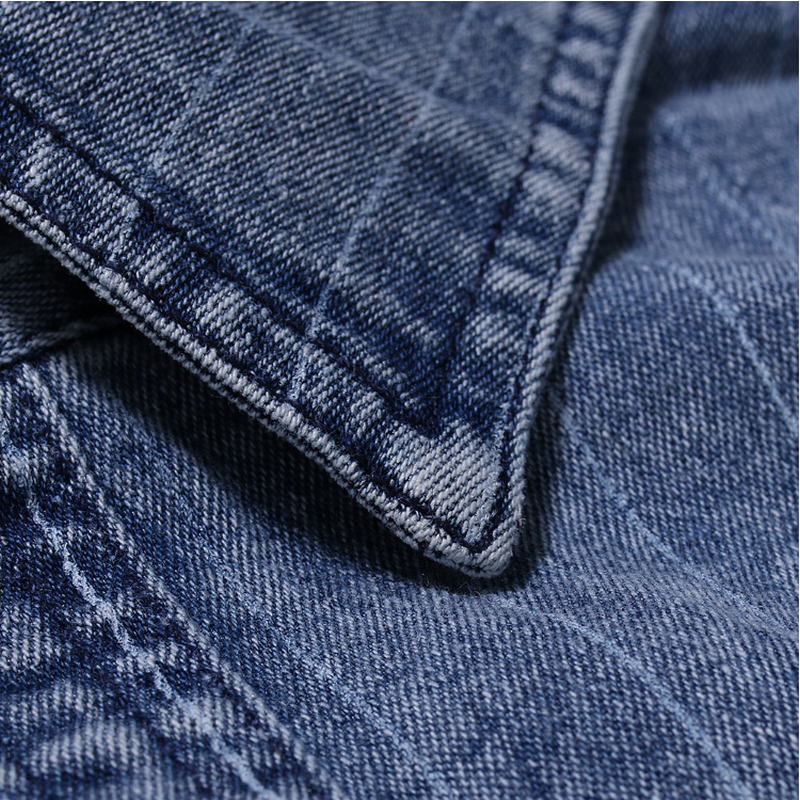 Camisa de mezclilla a rayas vestido de algodón de manga larga Jeans camisas de hombre blusa de hombre gris azul nueva llegada