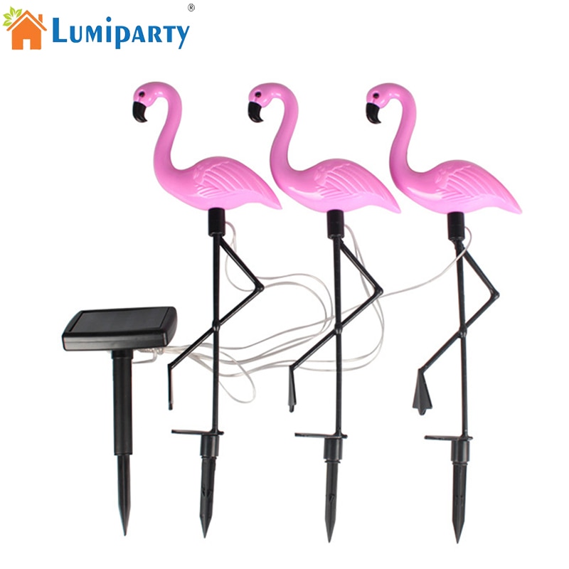 3 stuks Zonne-energie Flamingo Gazon Lamp Tuin Decor Zonne-verlichting Waterdichte Led Licht Voor Outdoor Tuin Decoratieve Stake Lights