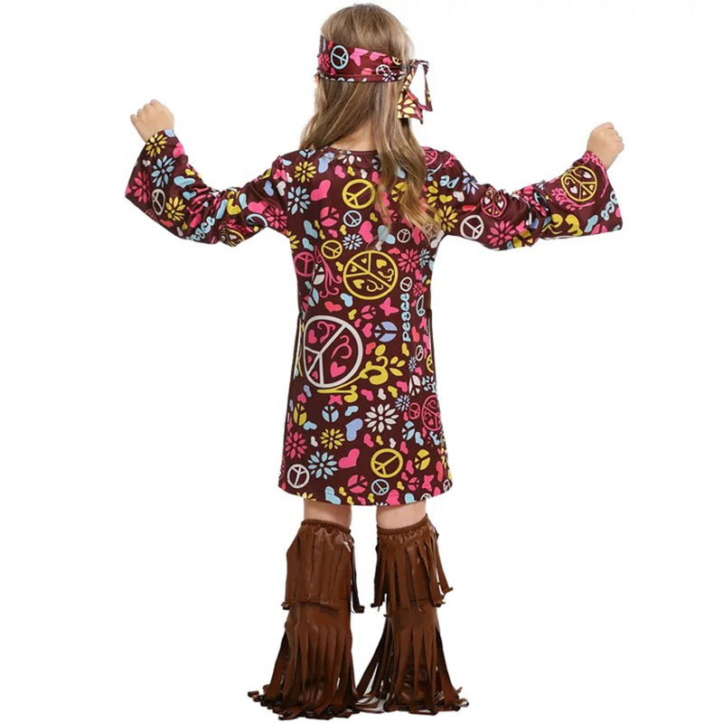 Halloween Hippie Kostuum Meisjes Kids Kind 60 s 70 s Vrede en Liefde Party Carnaval Fancy Dress