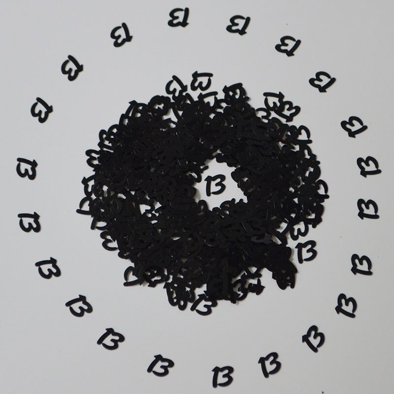 Kids Girls 13th BIRTHDAY PARTY Table Decoration Scatters Sparkle Glitz Digital Metallic CONFETTI Supplies: Black