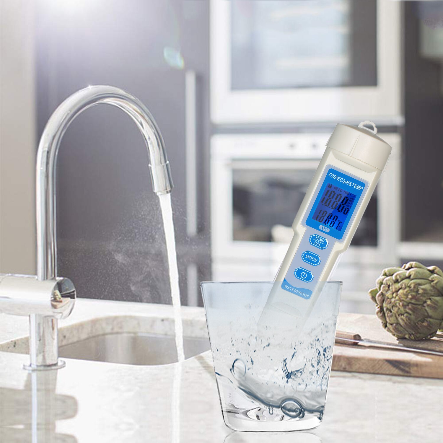 4-In-1 Water Quality Tester Pen Waterdicht Water Analyze Instrument Ph/Ec/Tds & temperatuur Meter Met Atc Functie