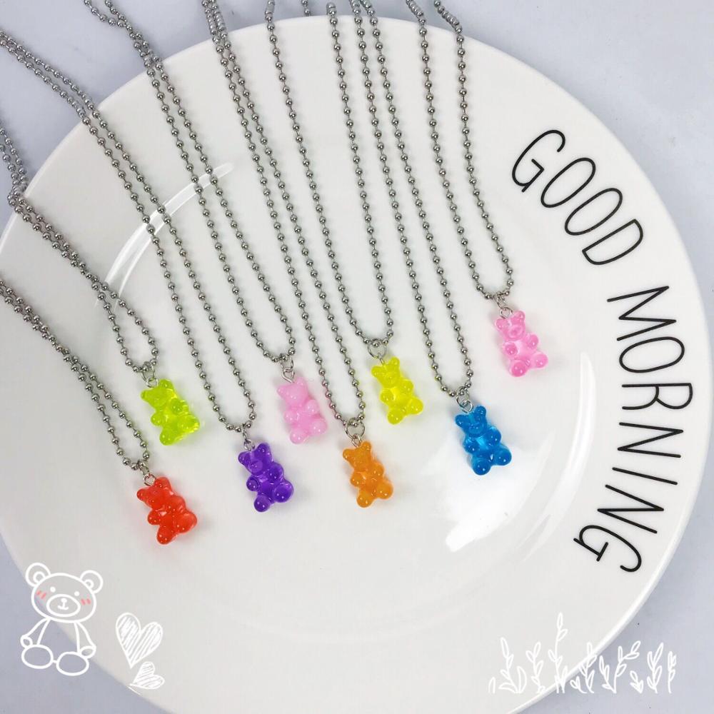 popular gummy bear trendy necklace women stainless steel chain womens necklace cheap jewelry with