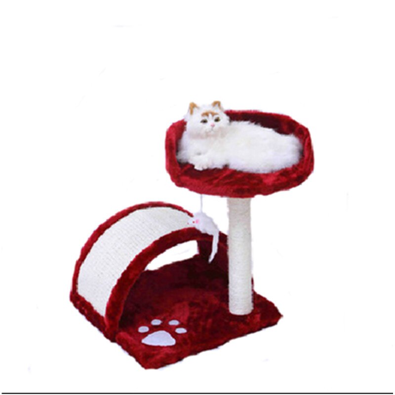 Pet Cat Climbing Tree Scratching Post Board Cat Tree House Removable Cat Bed Cat Condo Climbing Frame Furniture Scratchers Post: Red