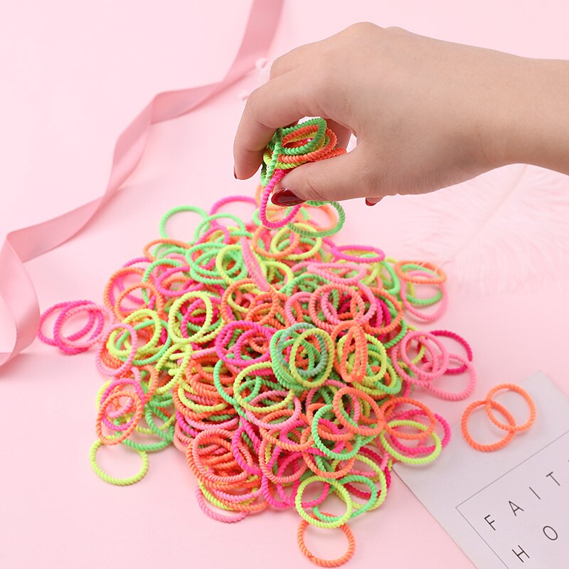 Lot de 50 bandes élastiques colorées pour filles, accessoires de cheveux à la