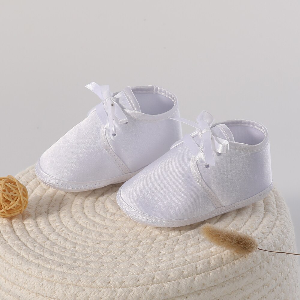Gooulfi baby dreng sko dåb i hvid bomuld nyfødte baby sko toddler sommer tværbundet bløde 12 måneder børnesko