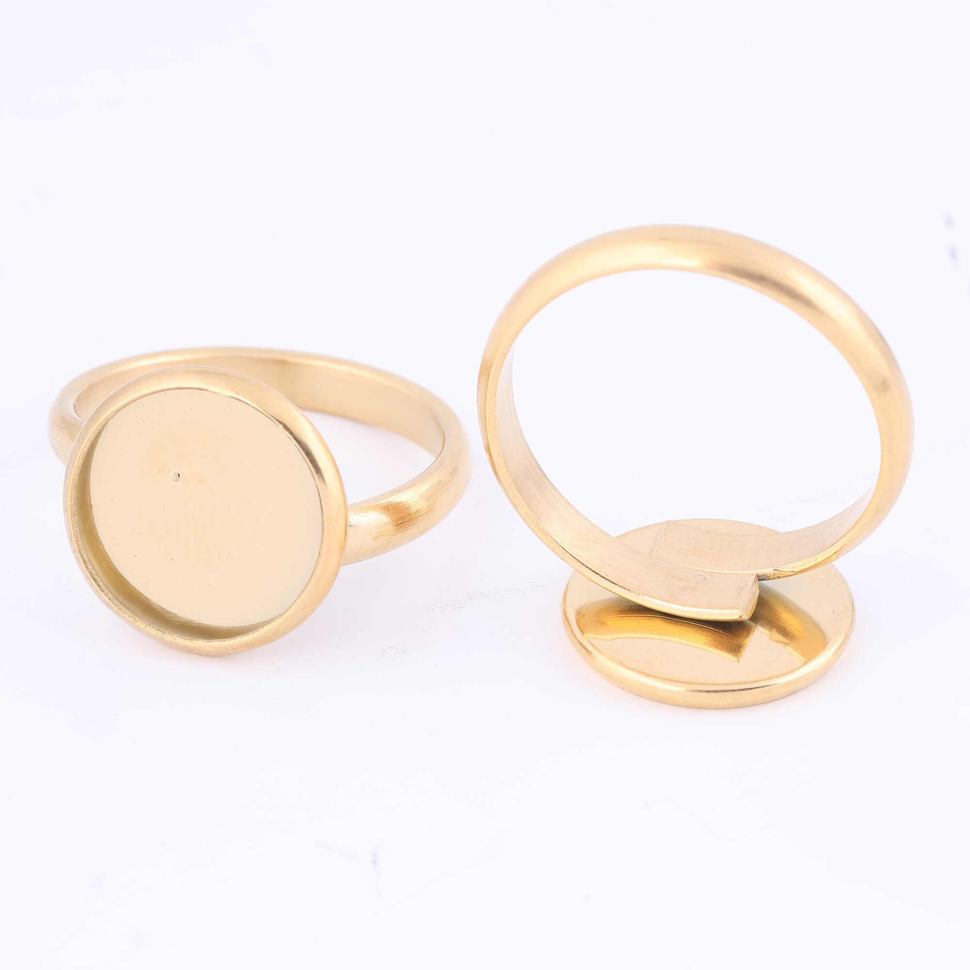 5Stck rostfrei Stahl Gold plattiert einstellbar Cabochon Ring Base Einstellung Leerzeichen Diy Bezels Pro Fingerring Schmuck Herstellung Lieferungen: Gold plattiert