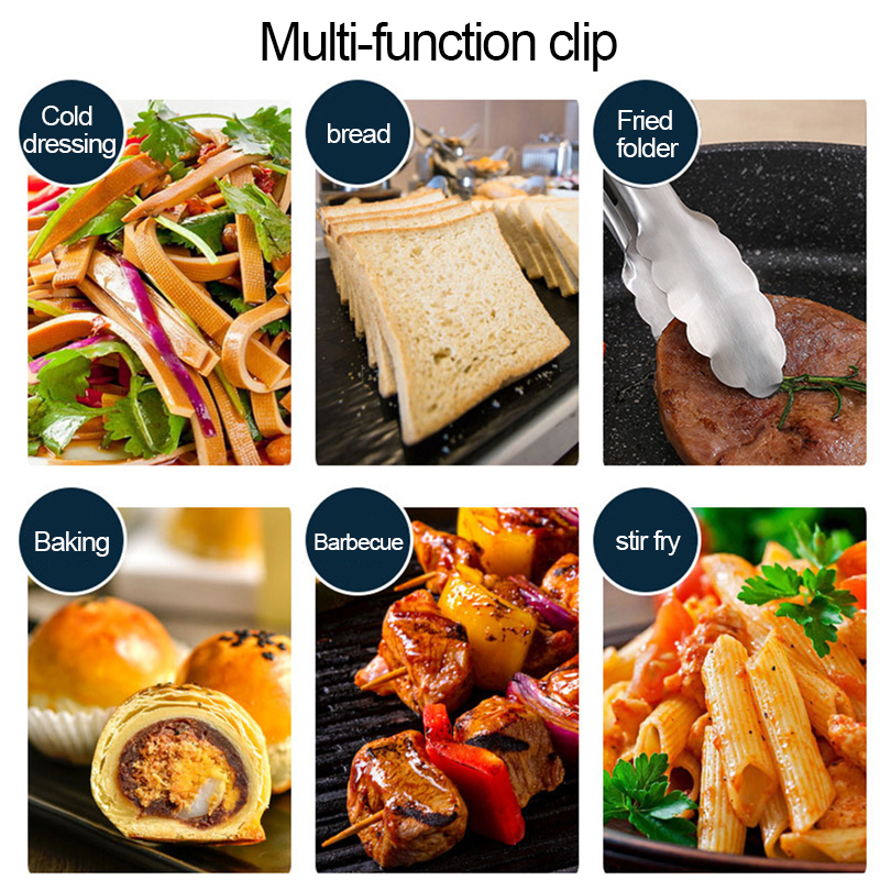 430 Stainless Steel Salad Tongs BBQ Kitchen Cooking Food Serving Utensil Tong Kitchen Accessories Tools Restaurant Food Folder