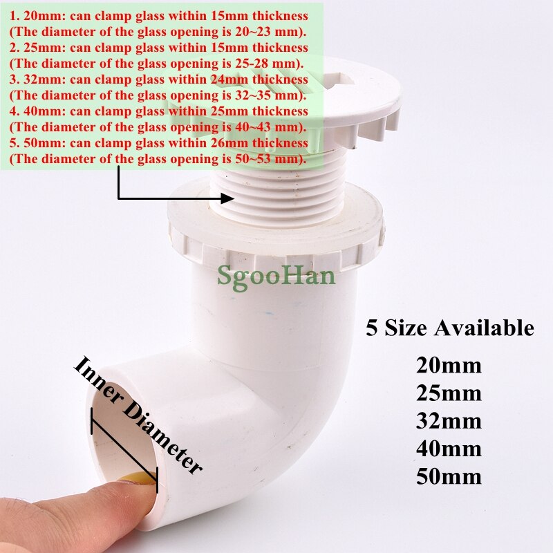 1PC ID 20~50mm PVC Pipe 90° Elbow Aquarium Fish Tank Drain Joints Home DIY Water Supply Tube Fittings Drainage Connectors